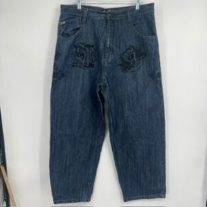 Vintage Y2K Southpole Men's King of Kings Baggy Wide Leg Blue Jeans Size 38